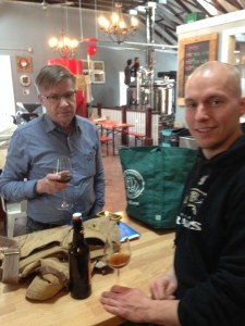 The brewer from Lammi, Finland, and headbrewer Ben Neidhart brewing up Sahti last month in Connecticut.